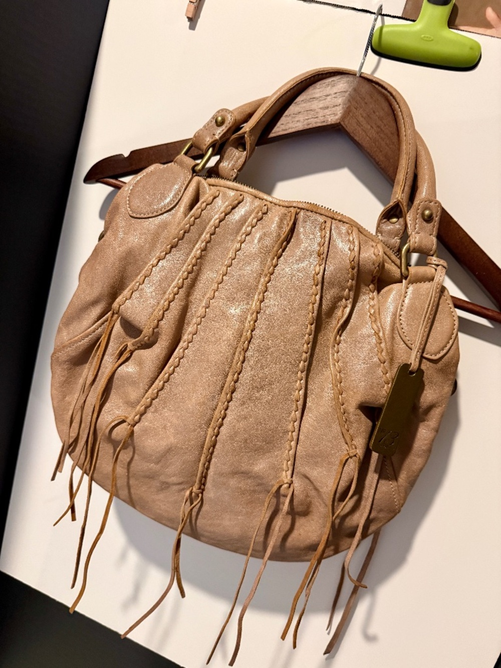 Vintage Botkier "No. 13" Howard Braided Lambskin Fringe Satchel